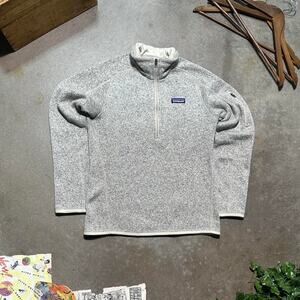 Patagonia 1/4 Zip Fleece Sweatshirt Women's Medium Tan Grey Quarter Zip Sweater